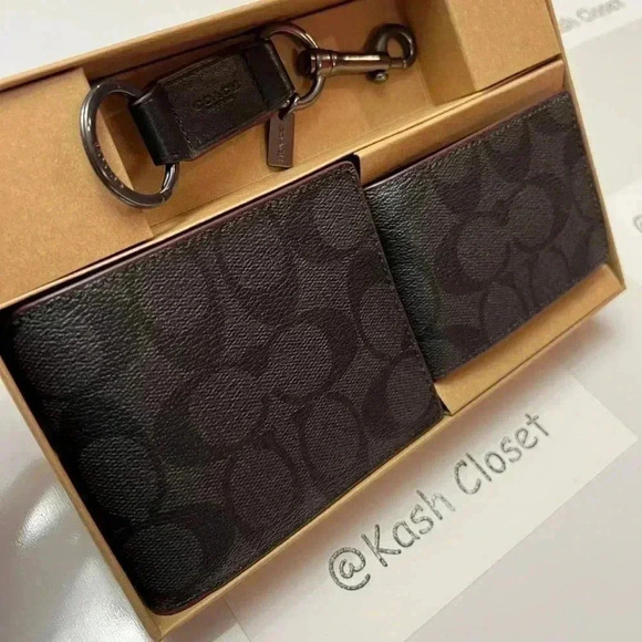 Coach Mens Wallet Set 3 In 1 Boxed Gift Set In Signature Canvas - Picture 7 of 9